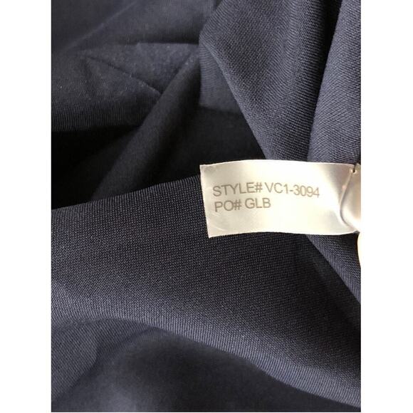 Vince Camuto Washer Dress Short Flutter Sleeve Jewel Neck Tie Waist Mini Navy 4 - Picture 8 of 9